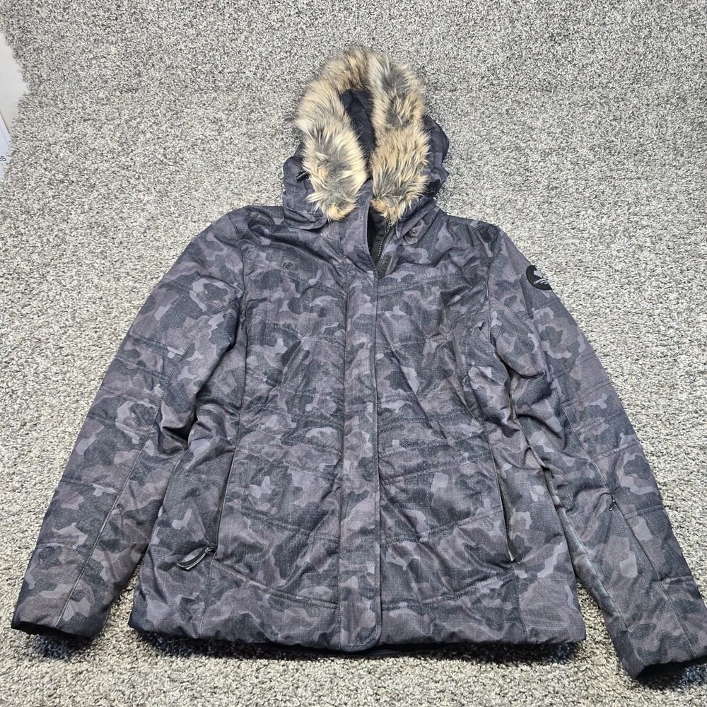 Obermeyer Aspen Tuscany II Ski Jacket Women Size 12 Camo Fur Hood